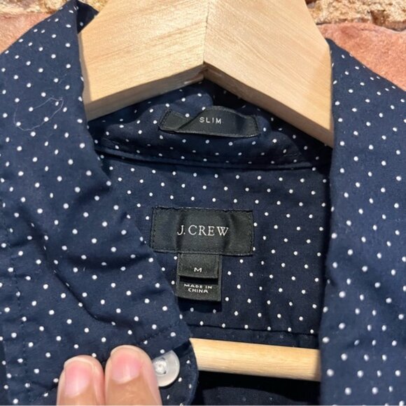 J. Crew Polka Dot Button Up Shirt Medium Slim - Picture 3 of 4